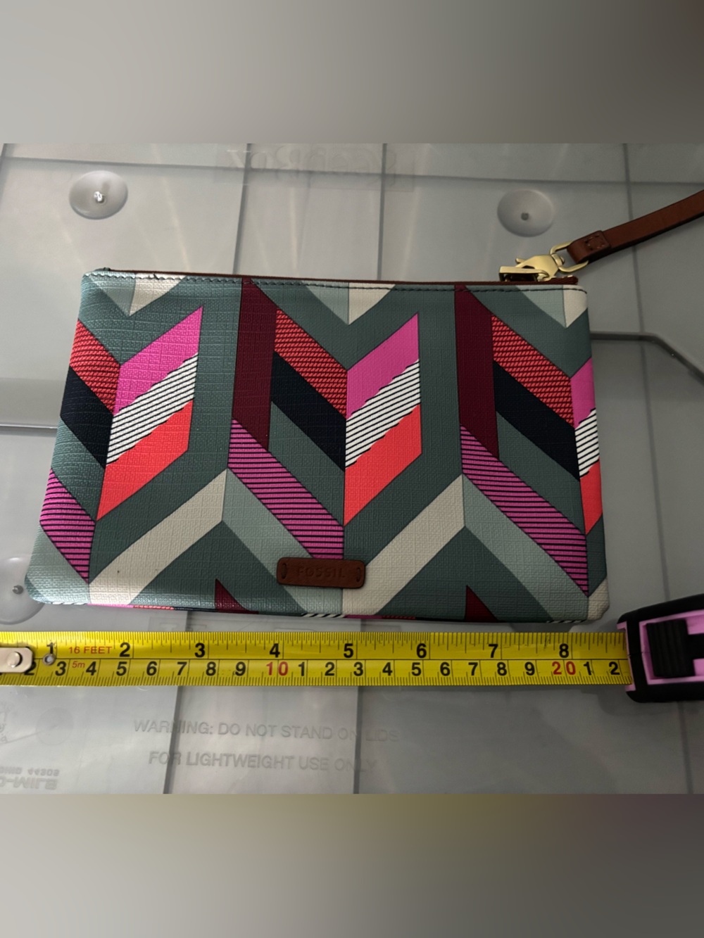 Fossil Multicolor Geometric Wristlet Clutch - Striped Chevron Design